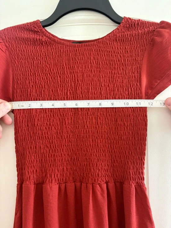 Women’s Blush Red Maxi Dress with Smocked Bodice Size XS - Picture 4 of 6